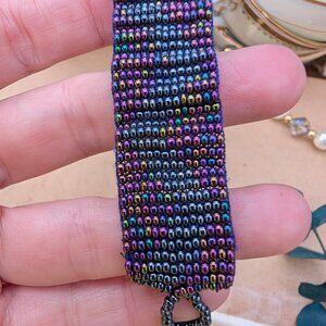 Vintage Iridescent oil slick beaded bracelet